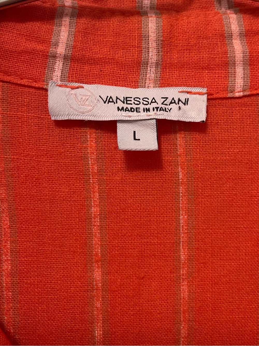 Made in Italy Coral Stripe Button-Front Midi Shirt Dress - Picture 5 of 8